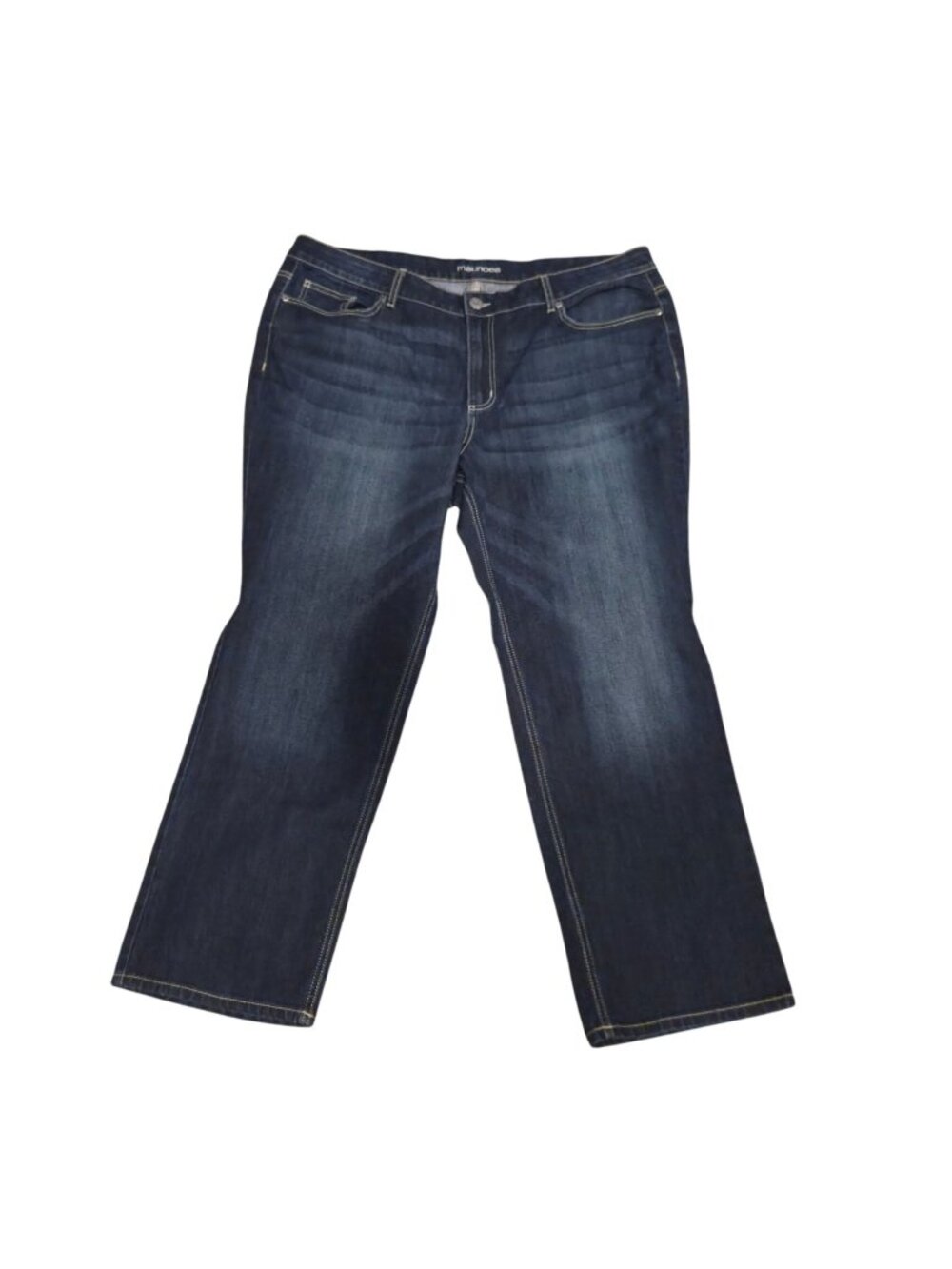 Maurices Womens Dark Wash Bootcut Jeans Size 24W Short Plus Size Cotton Blend